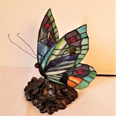 Lot #85  Stained Glass Butterfly Lamp