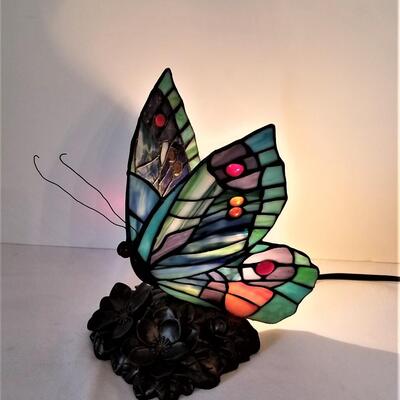 Lot #85  Stained Glass Butterfly Lamp