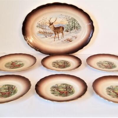 Lot #88  Antique Wild Game China Set - Platter/plates