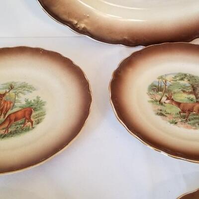 Lot #88  Antique Wild Game China Set - Platter/plates