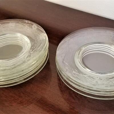 Lot #93  Set of 11 Vintage Etched Dessert Plates