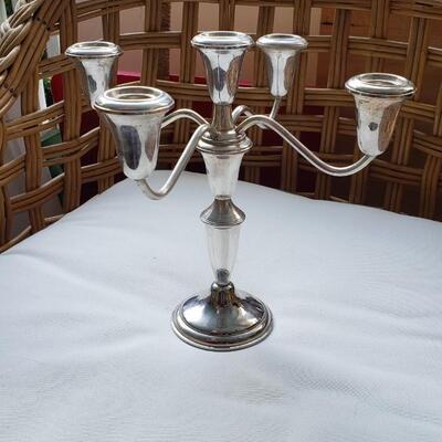 9" tall "Empire" sterling candelabra candlestick weighted