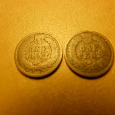 2- 1885 and 1901 Indian head one cent coins.