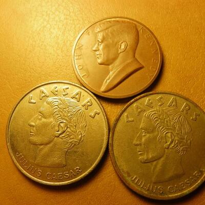 3 Historic Coins President Kennedy Inauguration and Caesars coins.