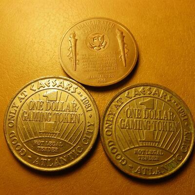 3 Historic Coins President Kennedy Inauguration and Caesars coins.