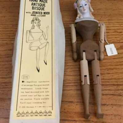 Vintage Mannequin wooden & bisque Doll â€œBâ€