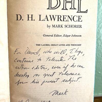LOT 37 - SIGNED - D.H. Lawrence - Mark Schorer - Paperback