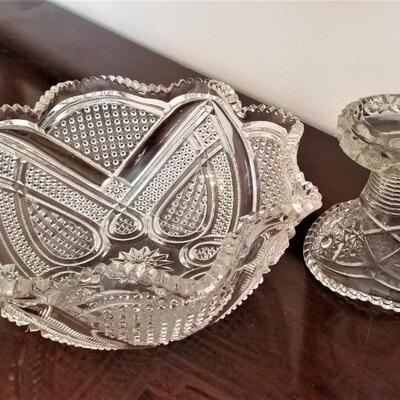 Lot #109  Antique Pressed Glass Compote - 2 pieces