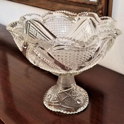 Lot #109  Antique Pressed Glass Compote - 2 pieces