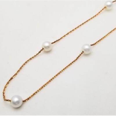 Lot #112  Rose Gold/Cultured Pearl Necklace
