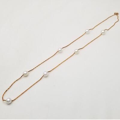 Lot #112  Rose Gold/Cultured Pearl Necklace