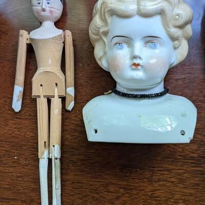 Rare Vintage Bisque Parian Doll bust, hand carved doll