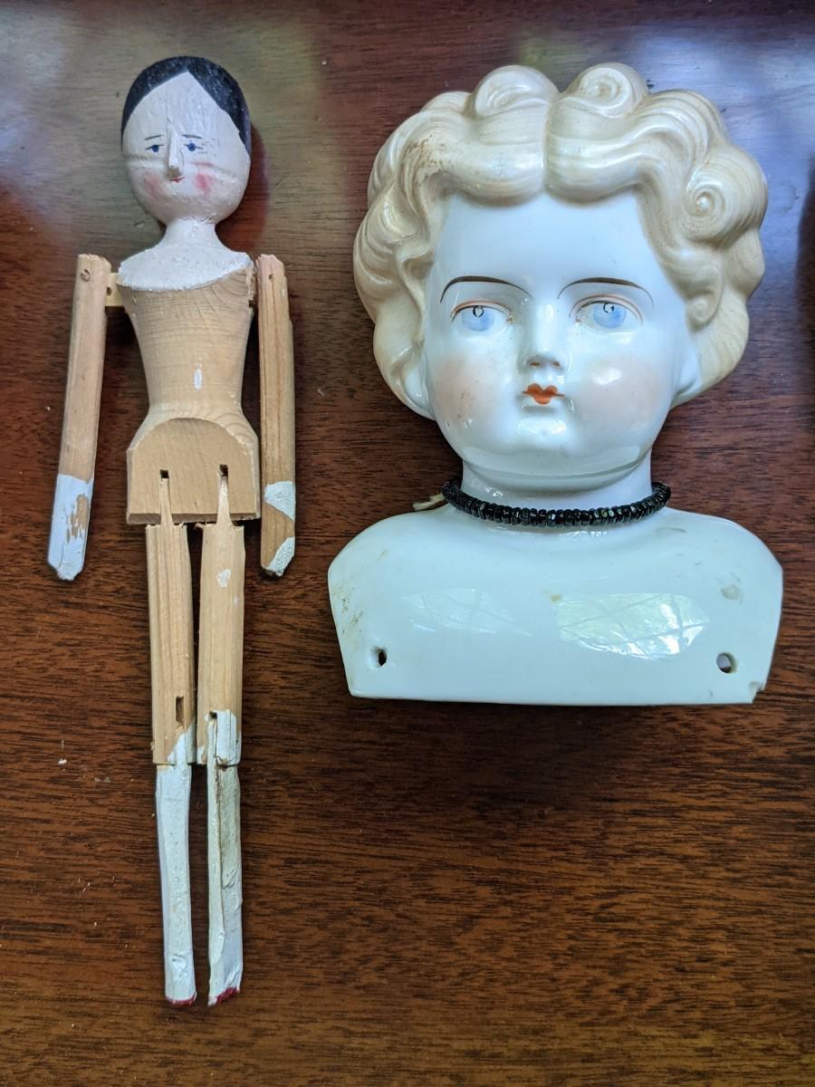 Vintage bisque porcelaine PARIAN epaule REPRO 19eme s Couronne poupée