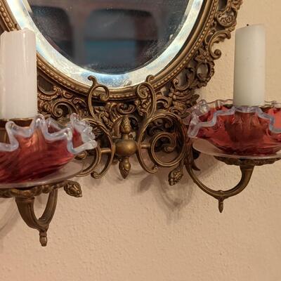 Elegant candle mirror with Bohemian glass 