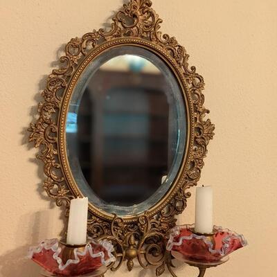 Elegant candle mirror with Bohemian glass 