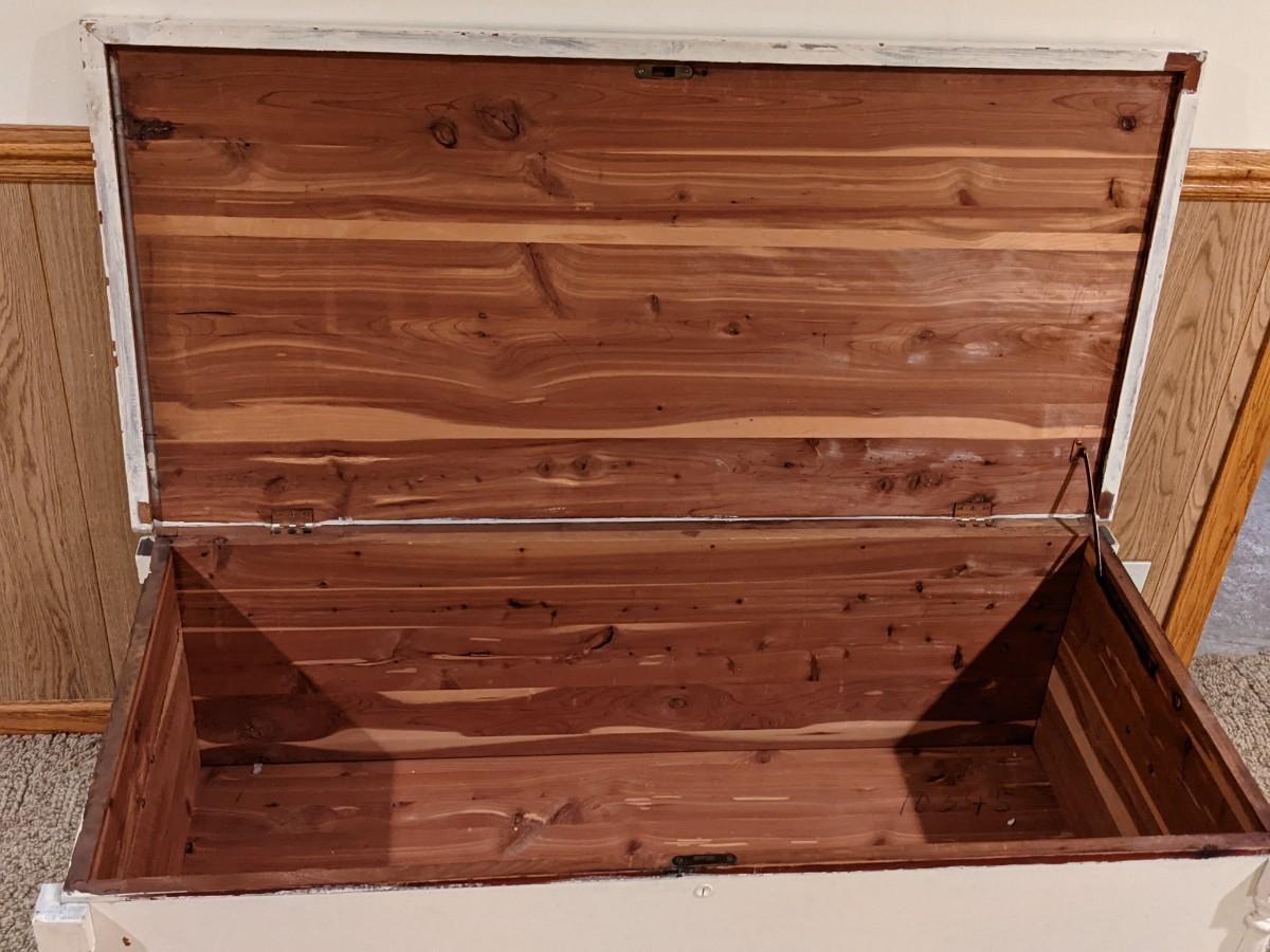 Vintage white cedar chest
