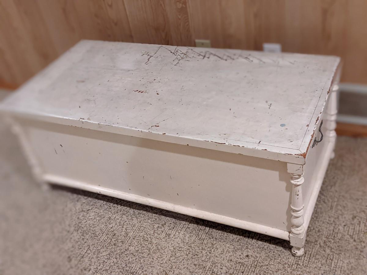 Vintage white cedar chest