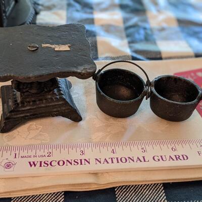 Wrought Iron table and kettles