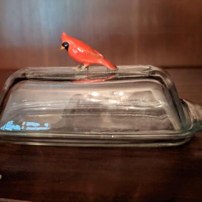Cardinal butter dish, exc shape