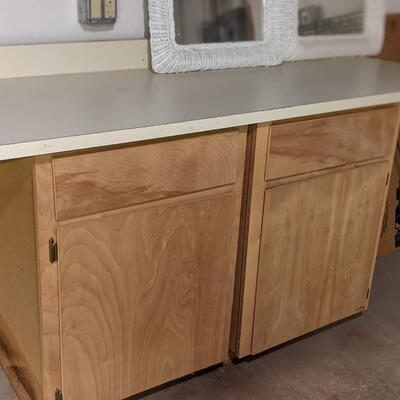 Formica top workbench with cabinets
