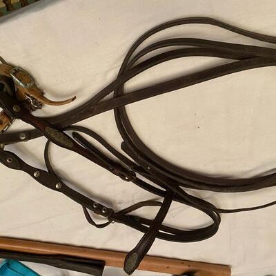Leather silver mounted bridle with split reins and egg butt Snaffle with chinstrap