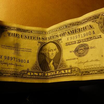 US. One dollar silver certificate bill.