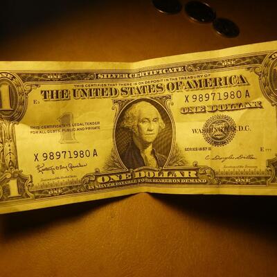 US. One dollar silver certificate bill.