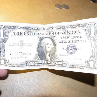 US. One dollar silver certificate bill.
