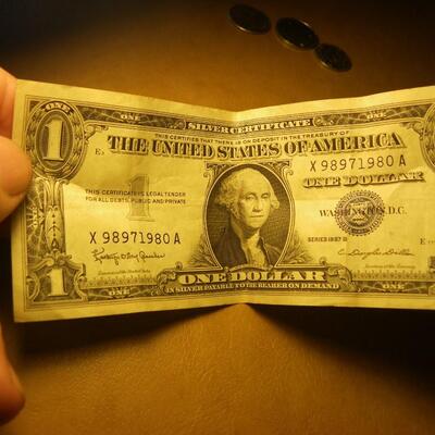 US. One dollar silver certificate bill.