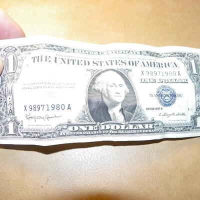 US. One dollar silver certificate bill.