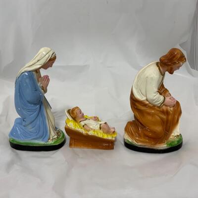 [3] VINTAGE | Three Piece Chalkware Nativity Set