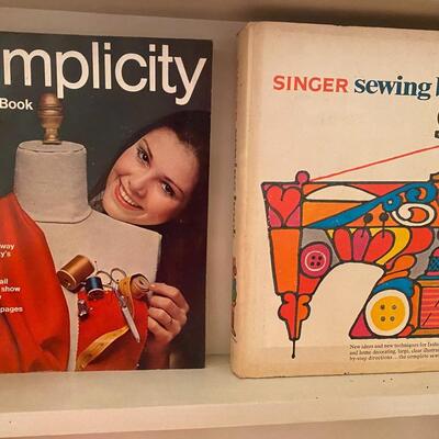 Vintage sewing books & cutting board