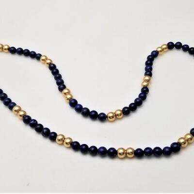Lot #135  Lapis Lazuli and 14kt Gold Bead Necklace