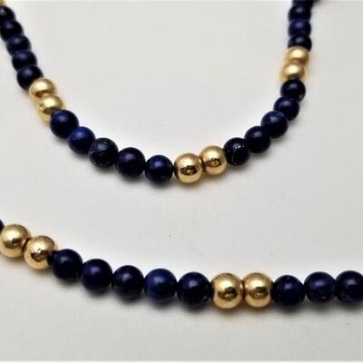 Lot #135  Lapis Lazuli and 14kt Gold Bead Necklace