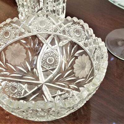 Lot #138  3 pieces of Crystal - Compote, Vase, Bowl