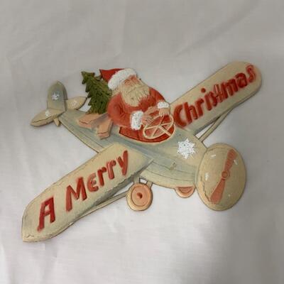 [25] VINTAGE | German DieCut Christmas | Santa in Plane