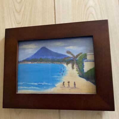 Painting of people on beach