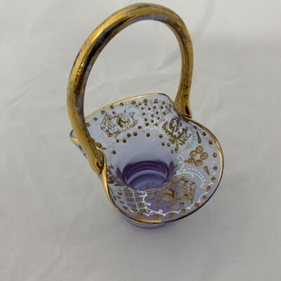 [31] VINTAGE | Italian Made | Delicate Lavender and Gold Basket