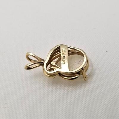 Lot #152  14kt Yellow Gold Pendant with Oval Opal and small diamond