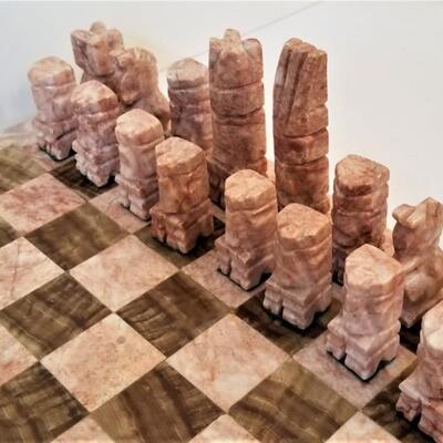 Lot #155 Carved Onyx Chess Set - complete