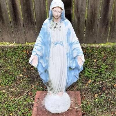 Lot #158  Vintage Concrete Virgin Mary Yard Statue