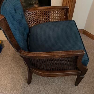 Unique wicker sided upholstered chair