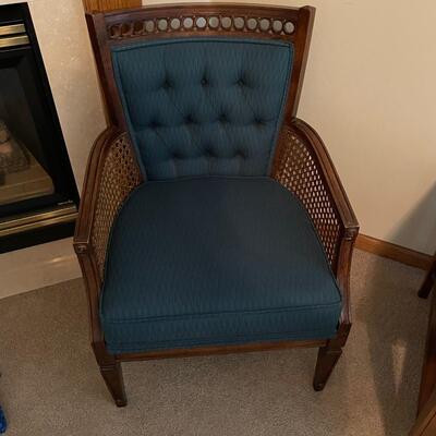 Unique wicker sided upholstered chair