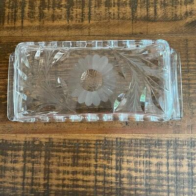 LOT 68 - Glass Rectangle Tray/Dish with Sunflower