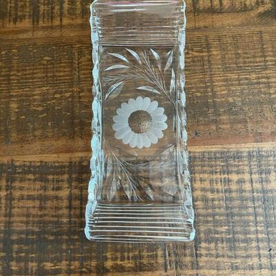 LOT 68 - Glass Rectangle Tray/Dish with Sunflower