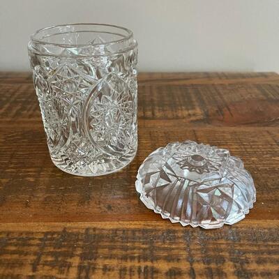 LOT 71  - Small Container with Lid and Small Bowl, American Cut Glass 