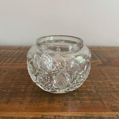 LOT 71  - Small Container with Lid and Small Bowl, American Cut Glass 