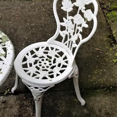 Lot #176  Vintage Three Piece Cast Iron Bistro Set