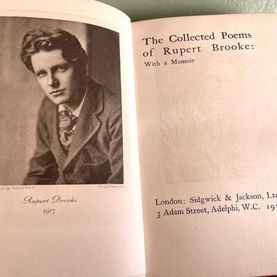 LOT 67 - Collected Poems of Rupert Brooke with a Memoir - Antique Book 1919