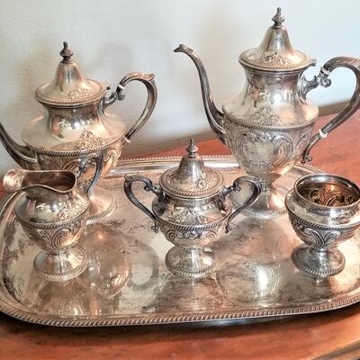 Lot #177 Gorgeous Vintage Sterling Silver Tea Set with Tray